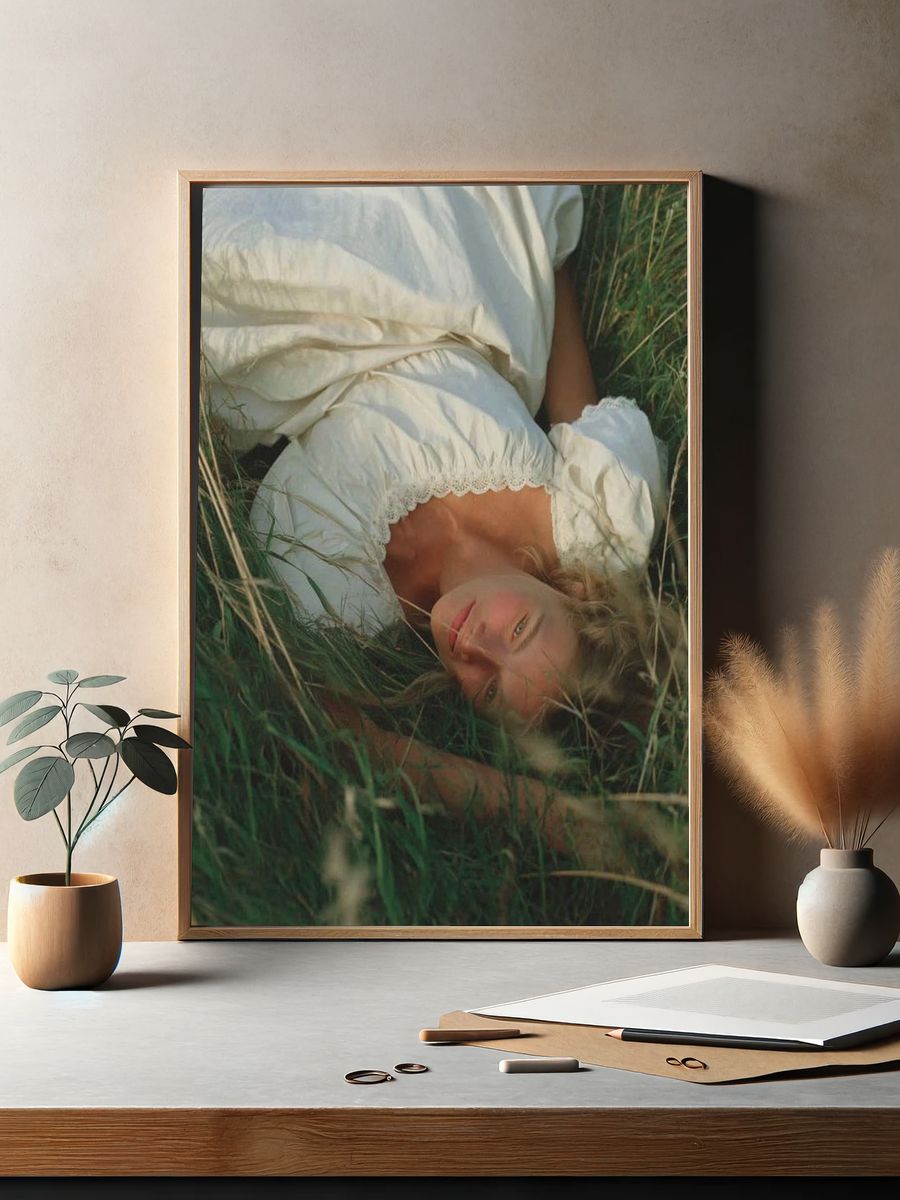 Woman in Meadow Photography Poster. — room view 2