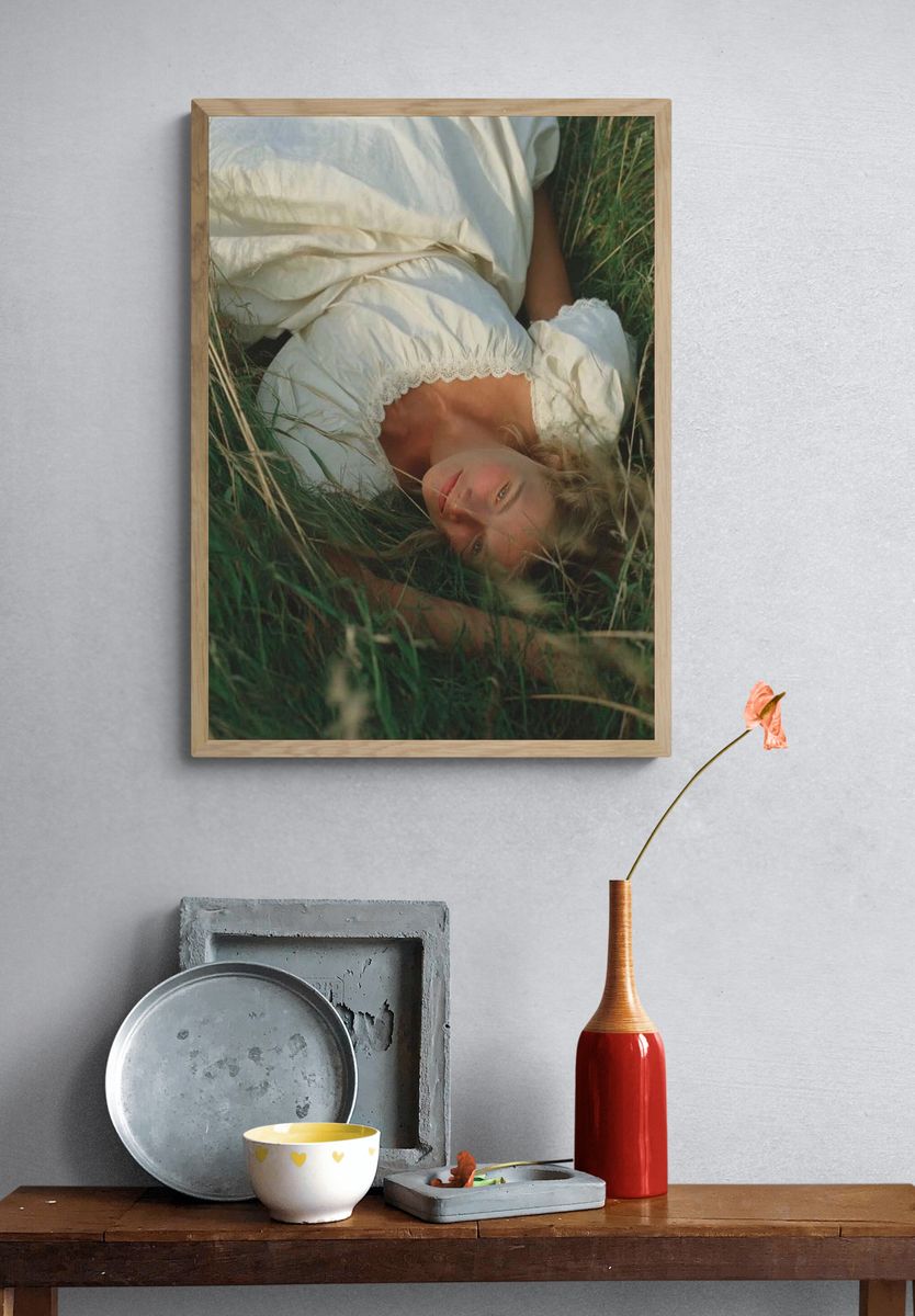 Woman in Meadow Photography Poster. — room view 3