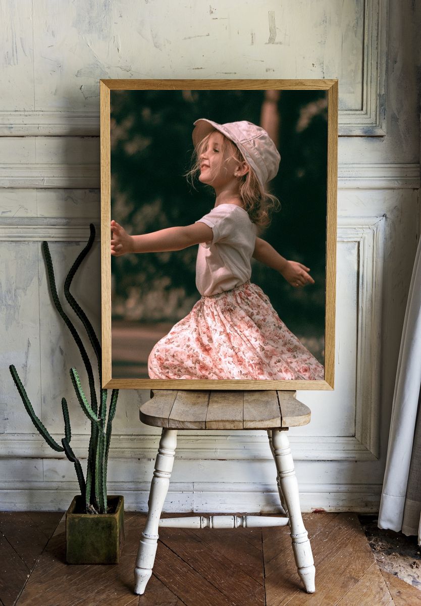 Joyful Child in Garden Photography Poster. room preview