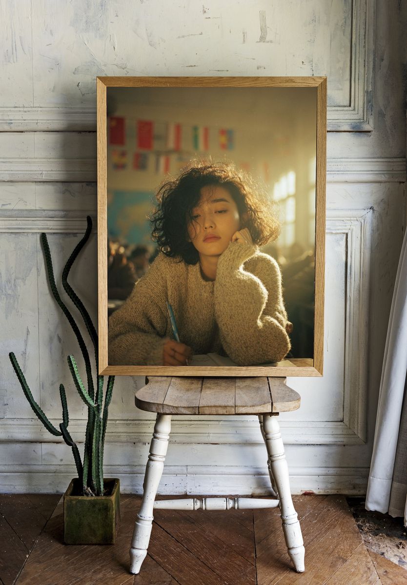 Sunlit Classroom Portrait Print. — room view 1