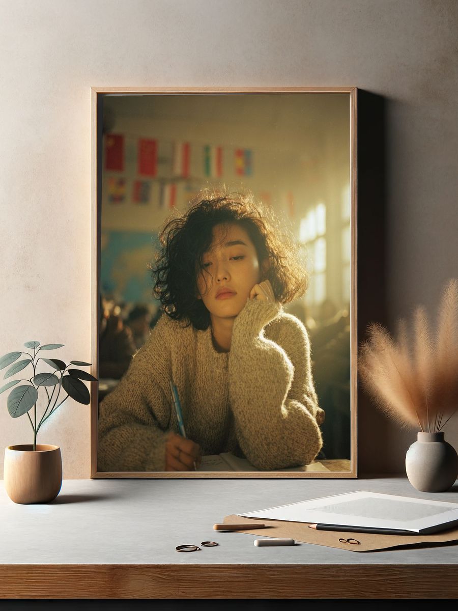 Sunlit Classroom Portrait Print. — room view 2