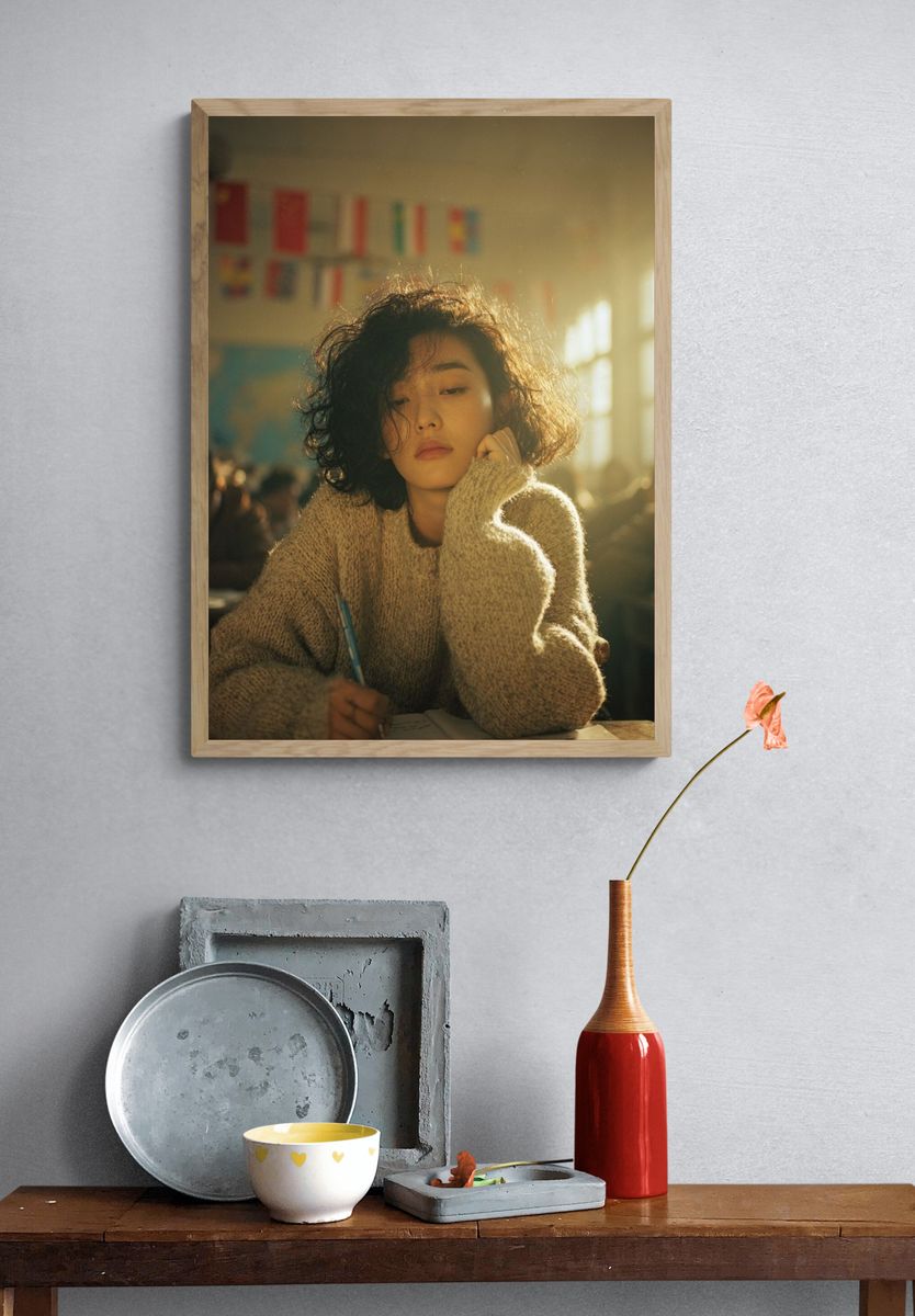 Sunlit Classroom Portrait Print. — room view 3