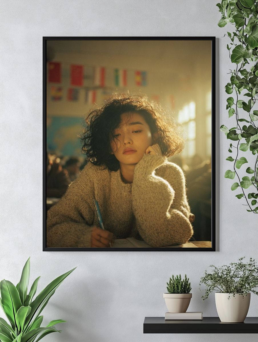 Sunlit Classroom Portrait Print. — room view 4