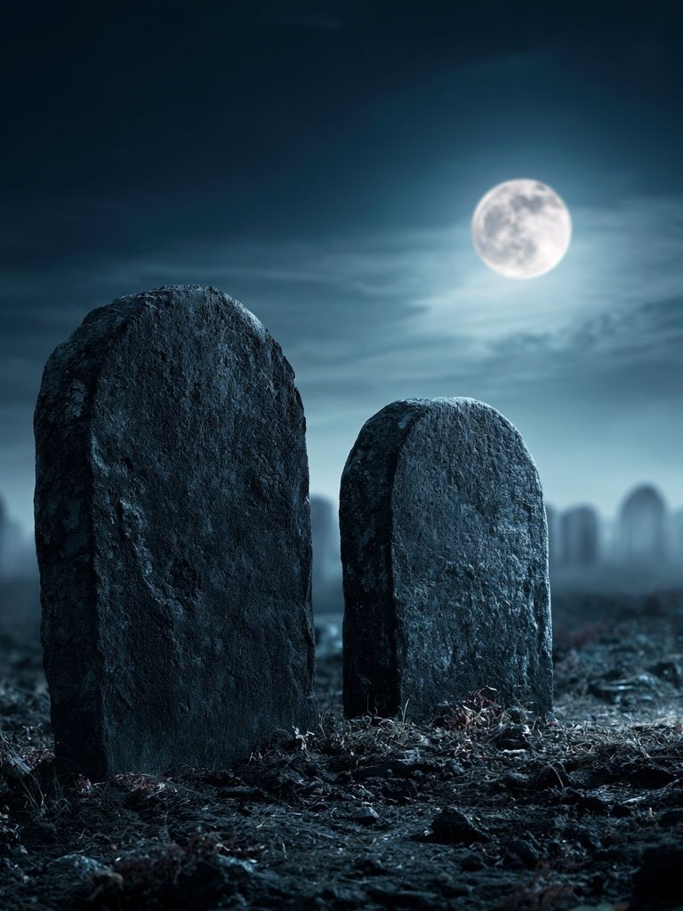 Moonlit Graveyard Photography Poster. poster detail