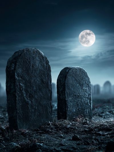Moonlit Graveyard Photography Poster.