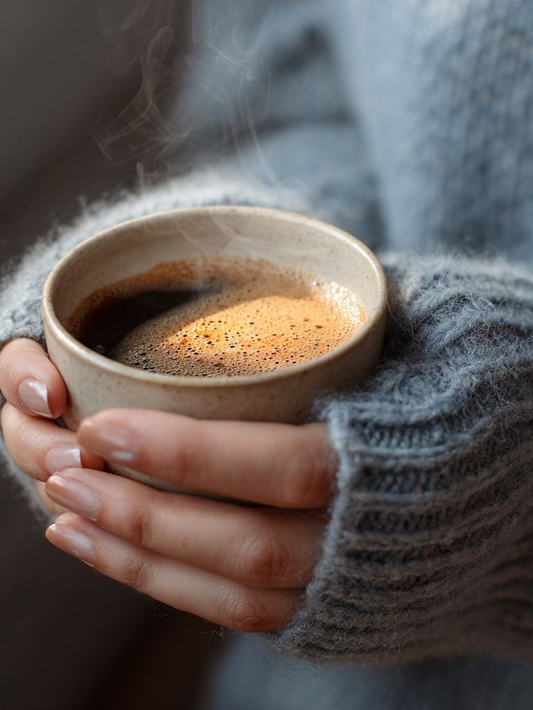 Cozy Coffee Hands Photography Poster. poster detail