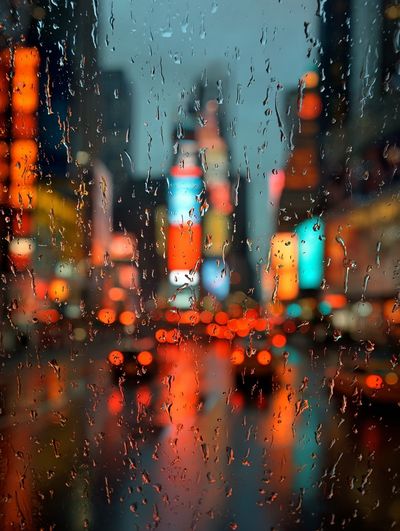 Rainy City Lights Photography Poster.