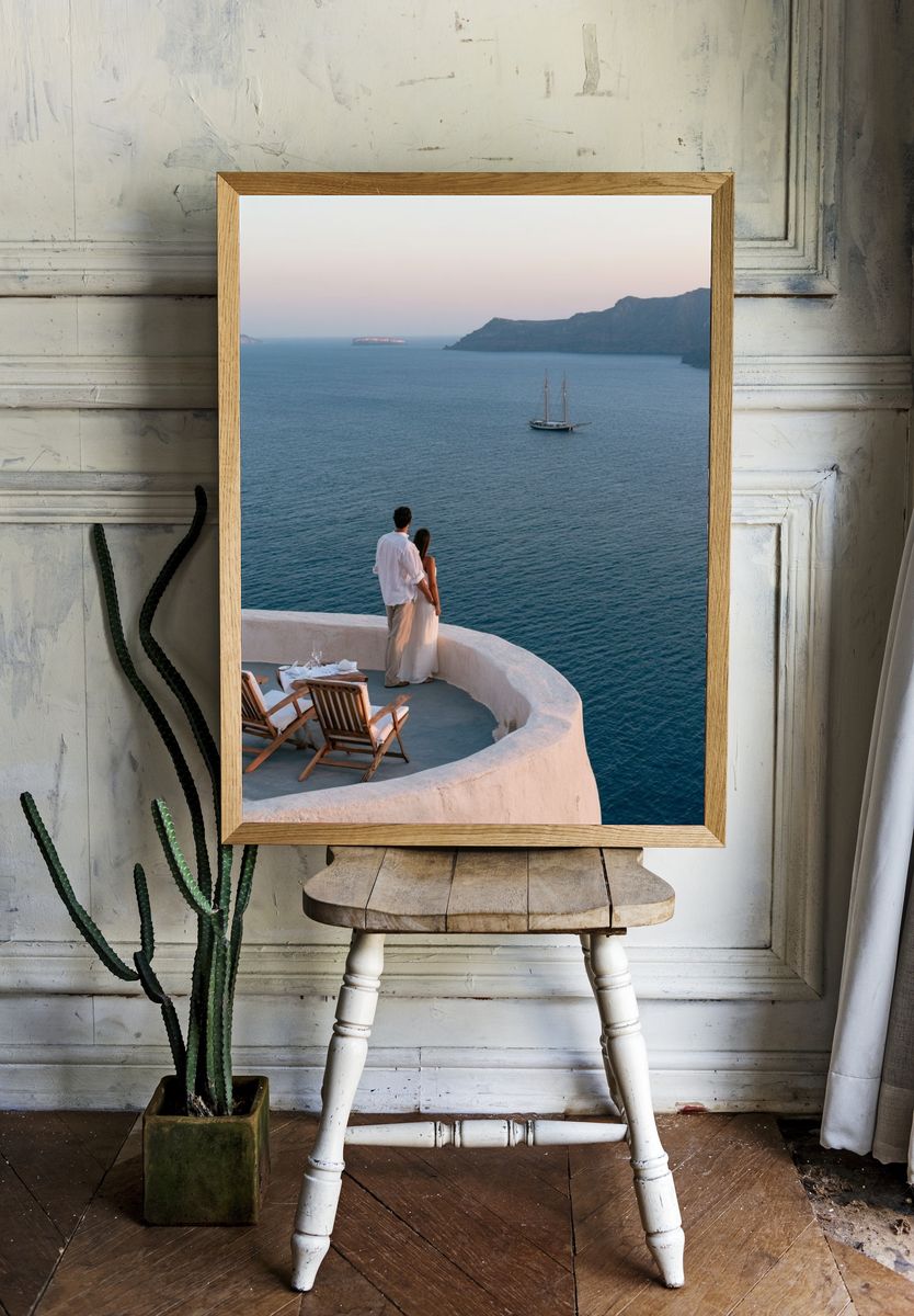 Santorini Seaside Romance Photography Poster. room preview