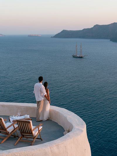 Santorini Seaside Romance Photography Poster. poster