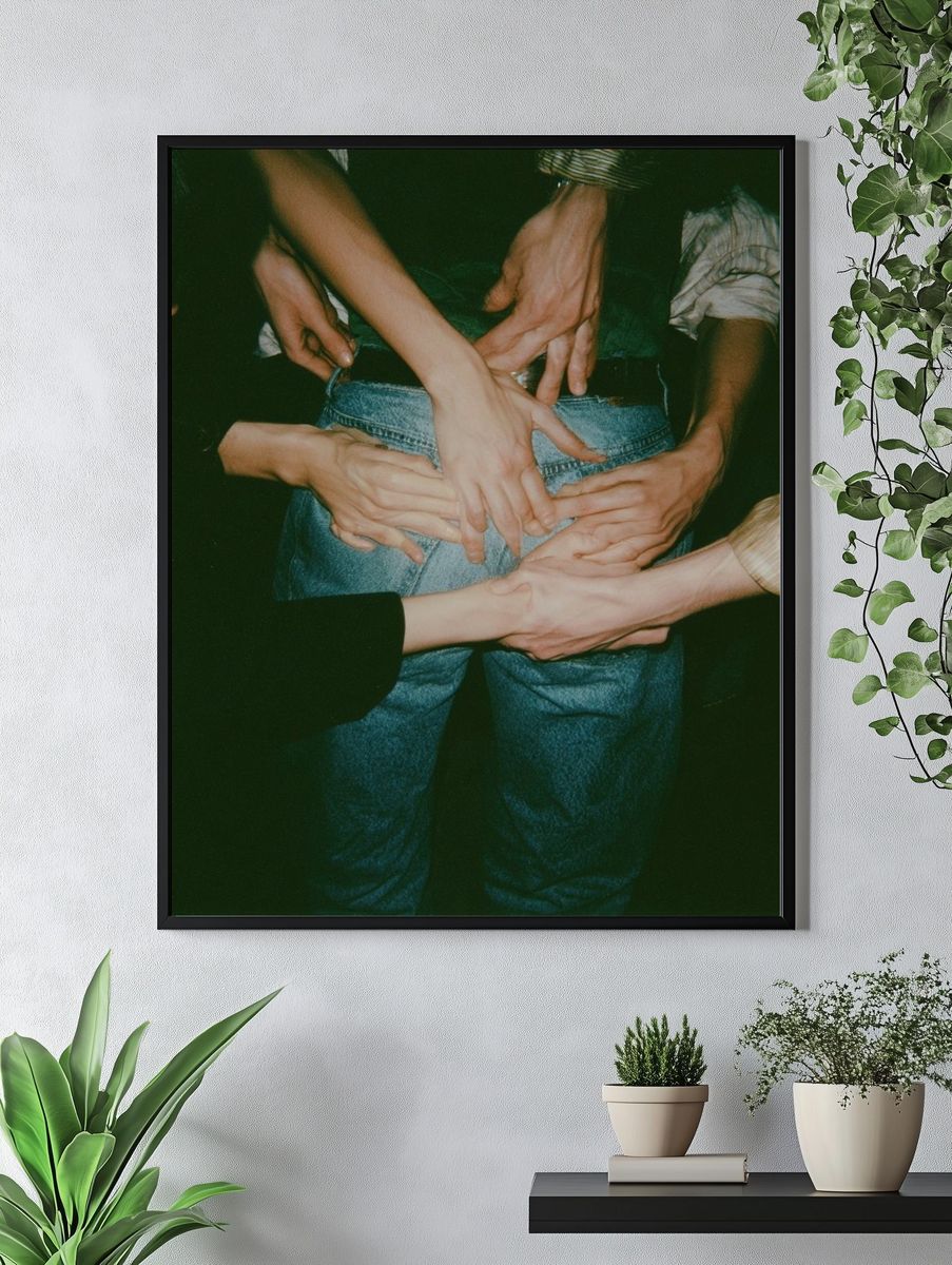Human Hands Embrace Photography Poster. — room view 4