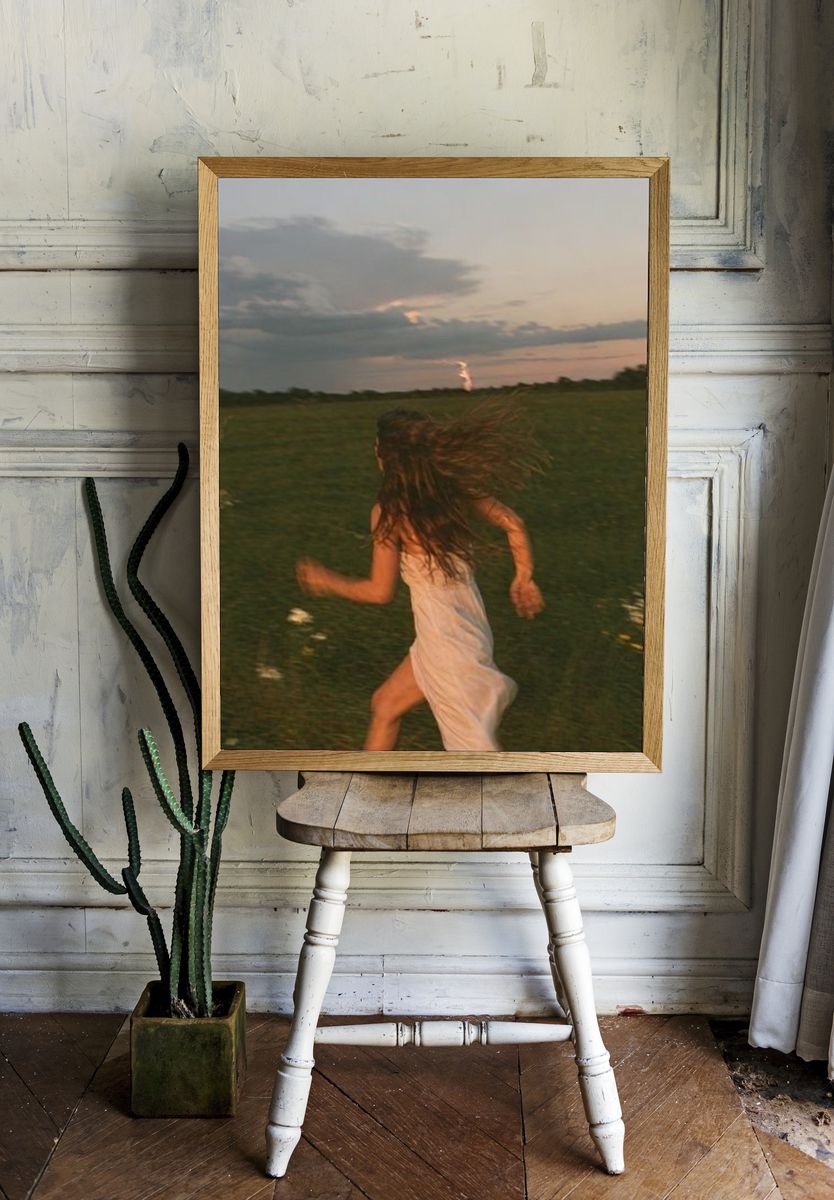 Running Figure at Dusk Poster. room preview
