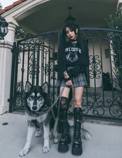 Gothic Girl with Husky Photography Poster.