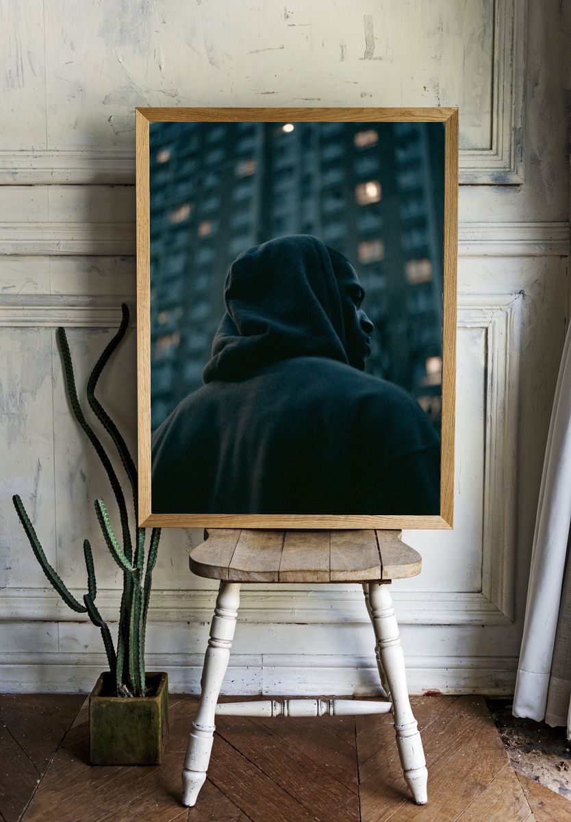 Hooded Figure at Dusk Poster. room preview