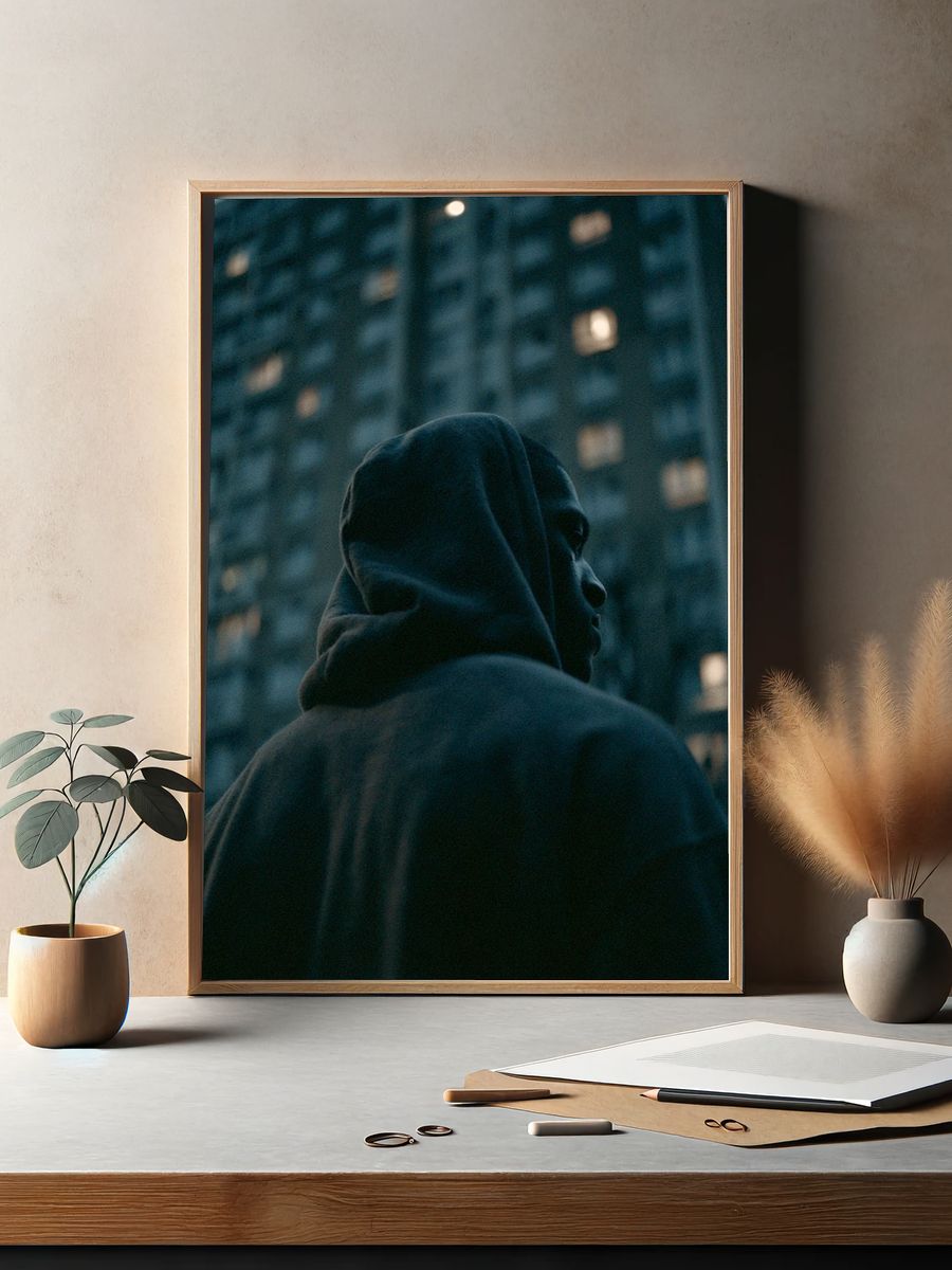 Hooded Figure at Dusk Poster. — room view 2
