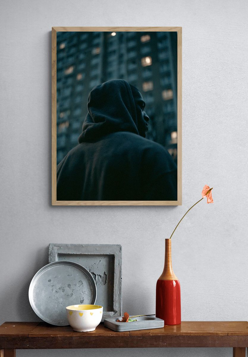 Hooded Figure at Dusk Poster. — room view 3
