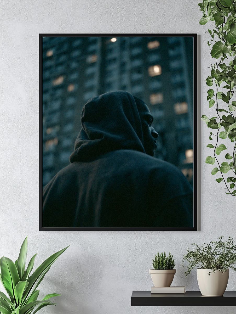 Hooded Figure at Dusk Poster. — room view 4