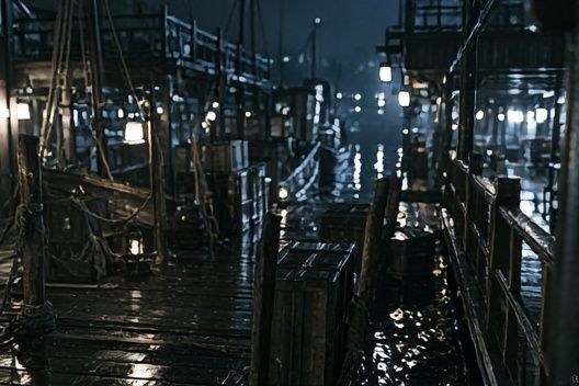 Rainy Dockside Alley Photography Poster. poster — photography art