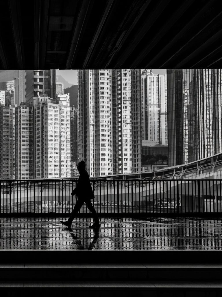Urban Crossing Black-White Poster. poster — photography art