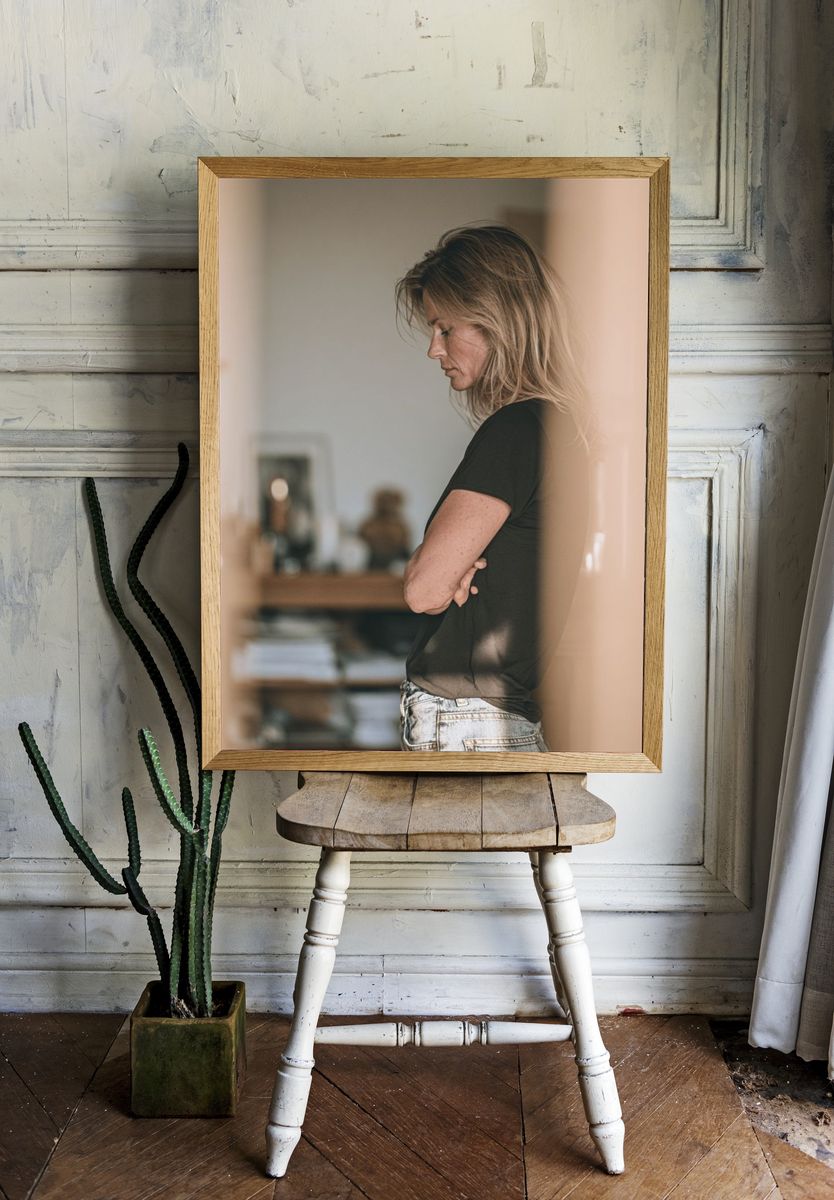 Contemplative Woman Portrait Print. — room view 1