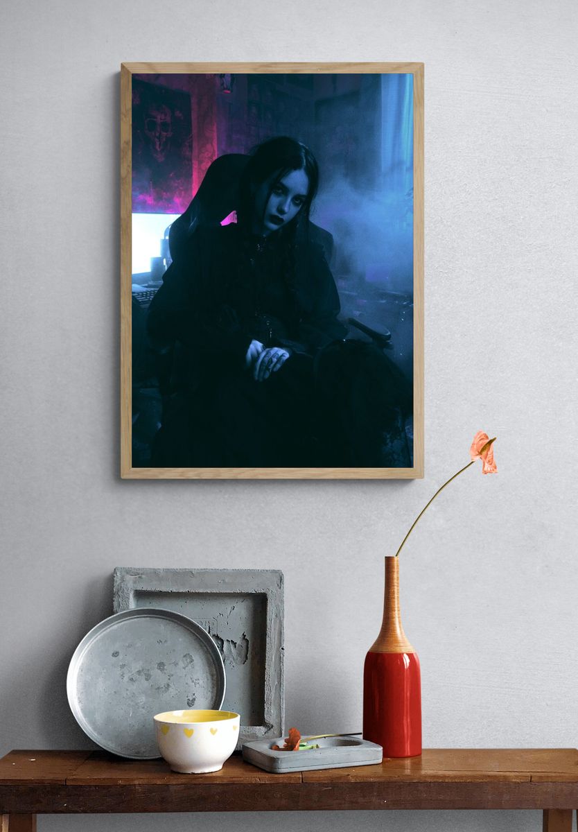 Gothic Neon Portrait Poster. — room view 3