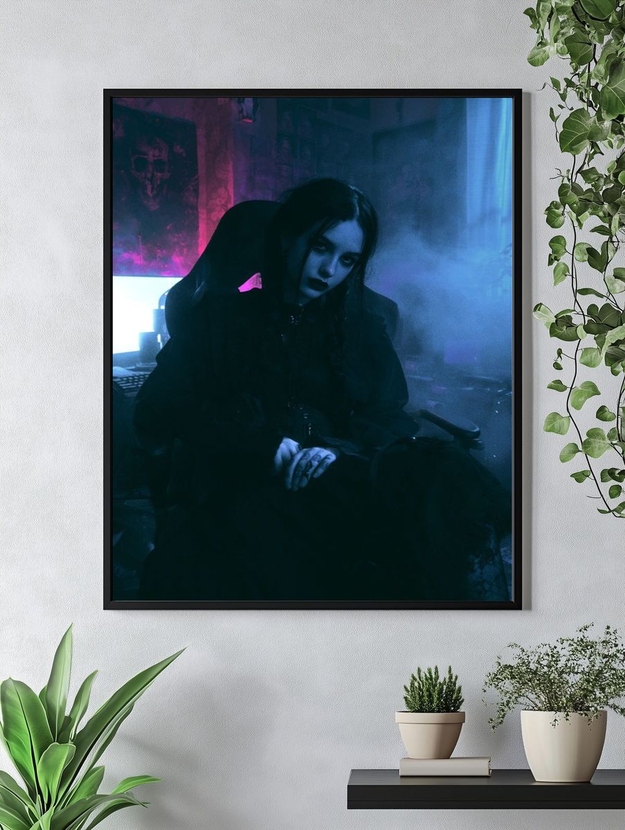 Gothic Neon Portrait Poster. — room view 4