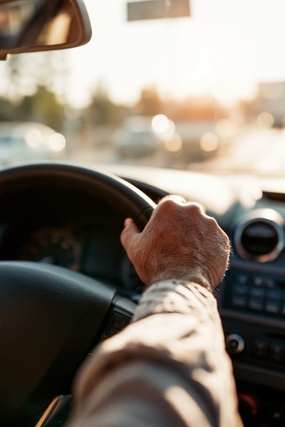 Sunlit Driving Hands Photography Poster. poster print