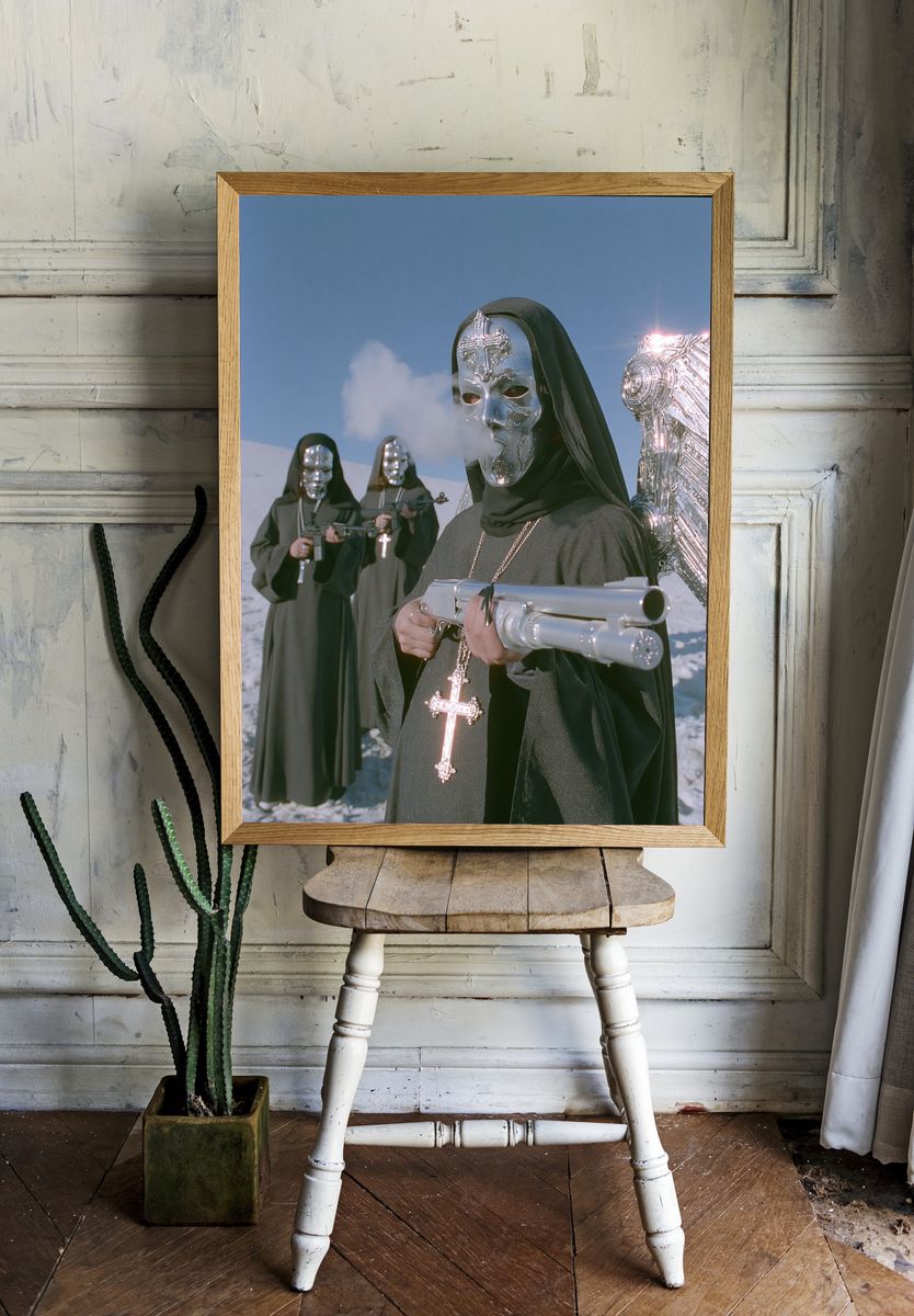 Masked Figures Sci-Fi Photography Poster. room preview