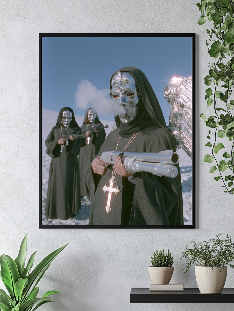 Masked Figures Sci-Fi Photography Poster. — room view 4
