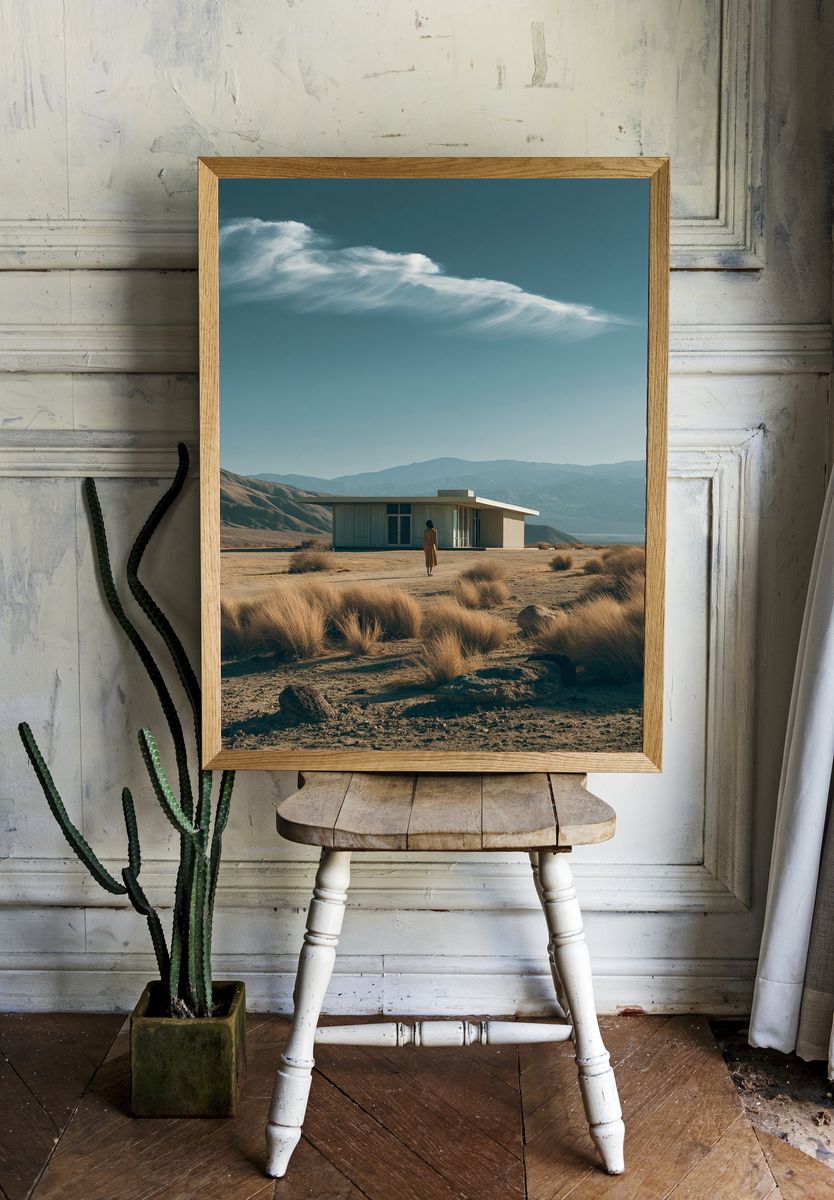 Desert House Landscape Poster. room preview