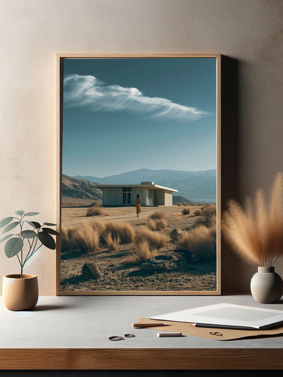 Desert House Landscape Poster. — room view 2
