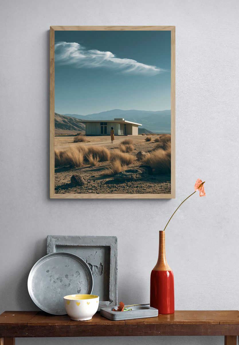 Desert House Landscape Poster. — room view 3