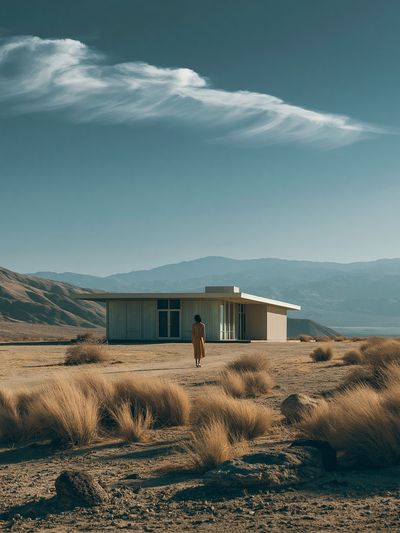 Desert House Landscape Poster.
