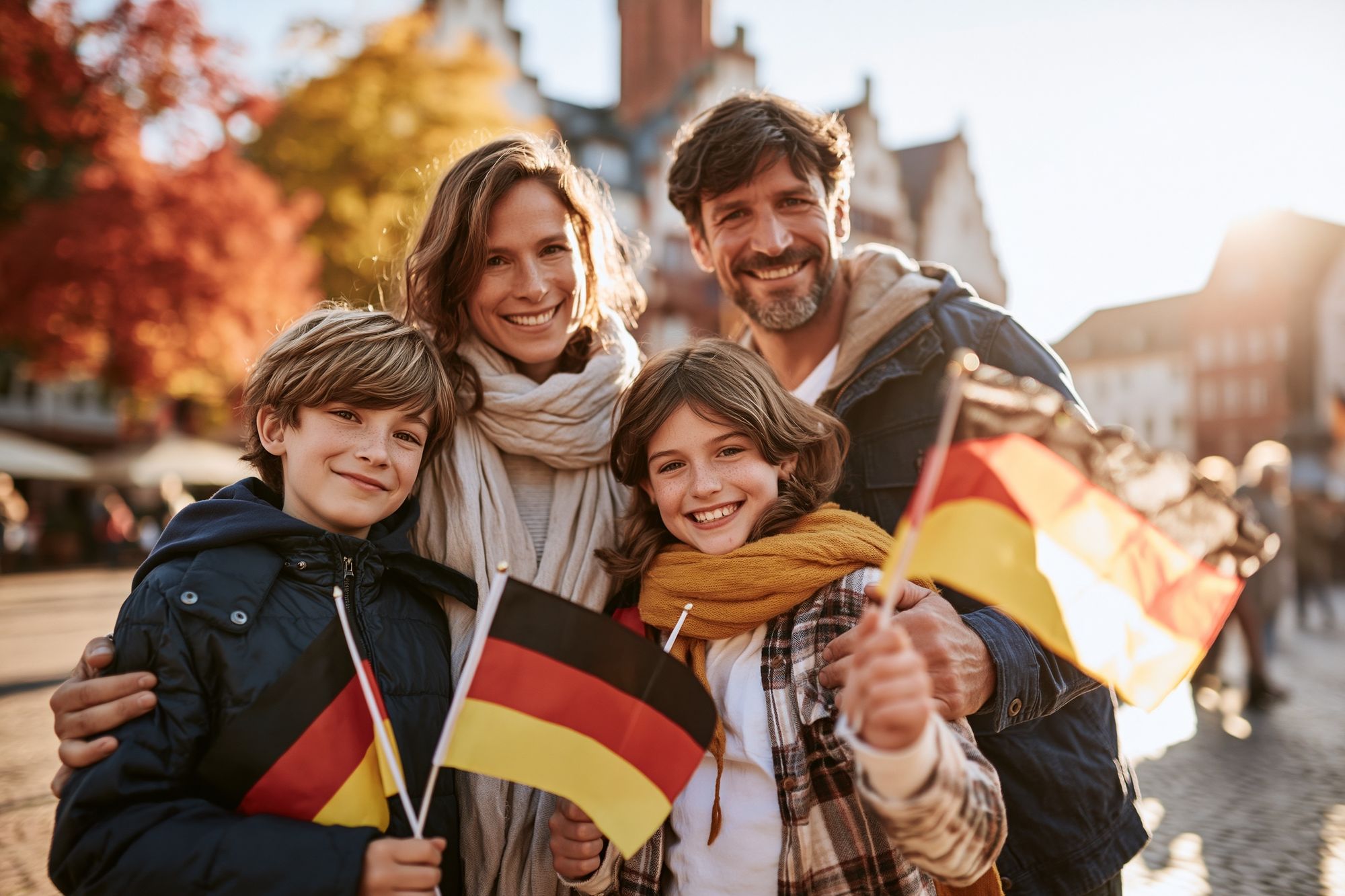 Happy Family with German Flags Photography Poster. poster — photography art