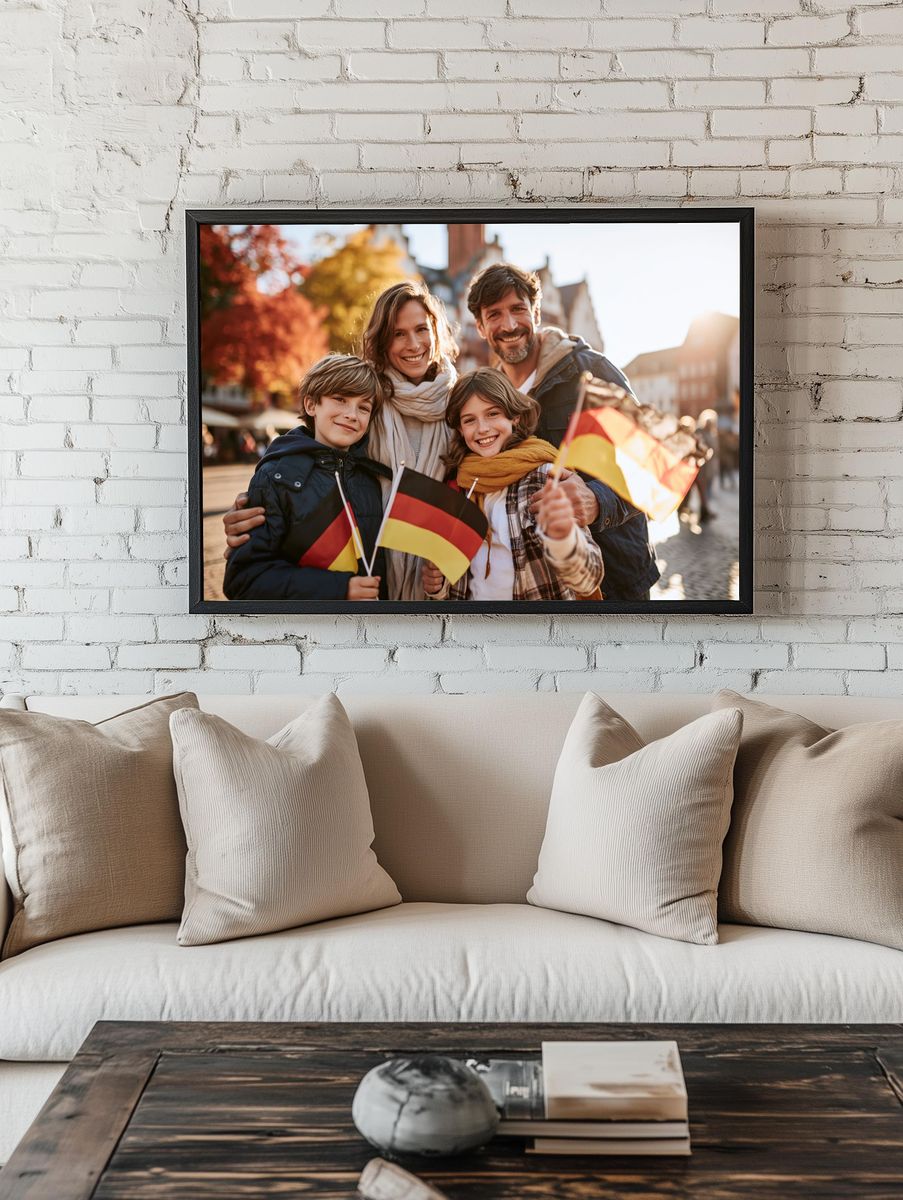 Happy Family with German Flags Photography Poster. room preview