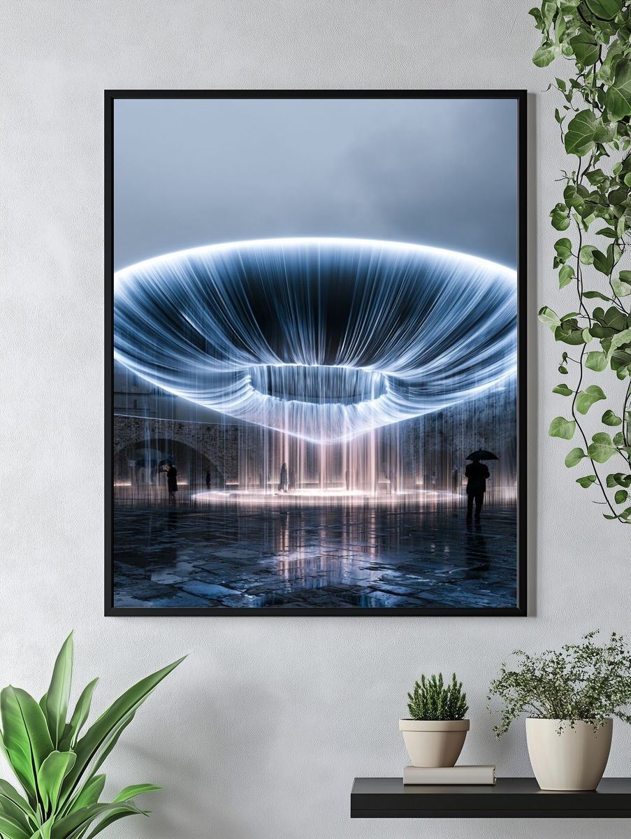 Glowing Fountain Light Sculpture Poster. — room view 4
