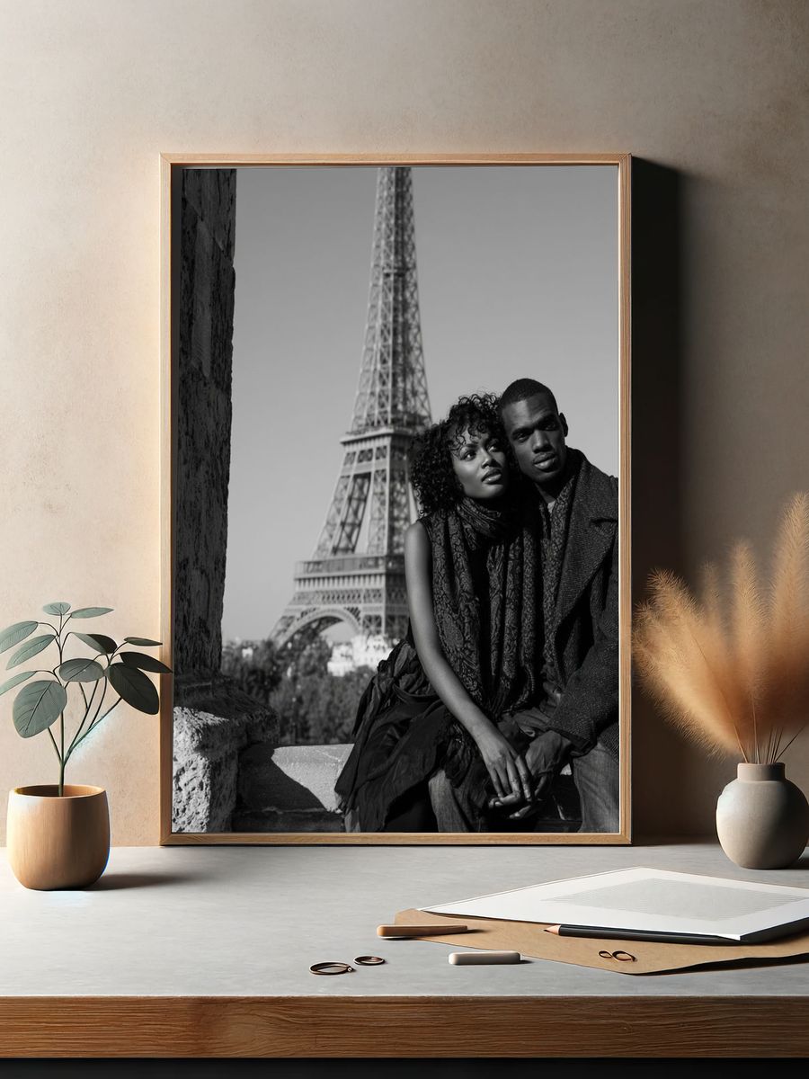Paris Eiffel Tower Couple Photography Poster. — room view 2