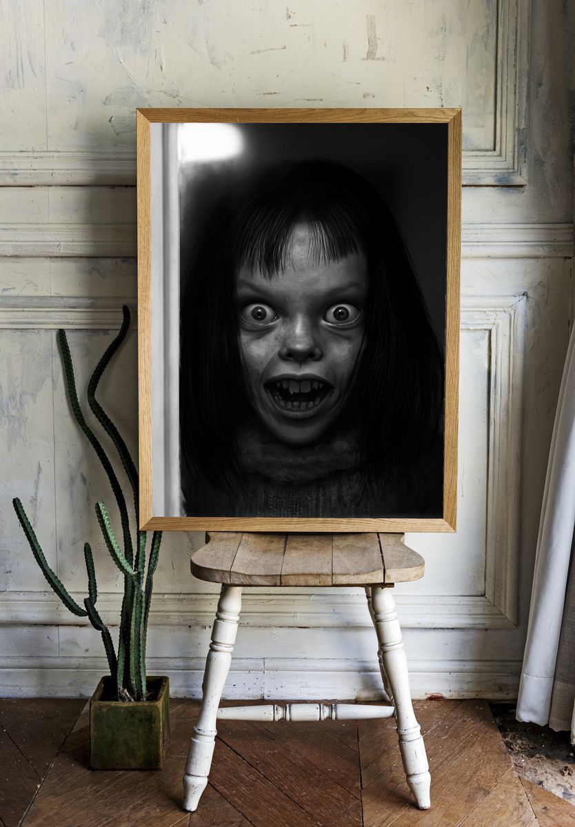 Creepy Girl Portrait Photography Poster. — room view 1