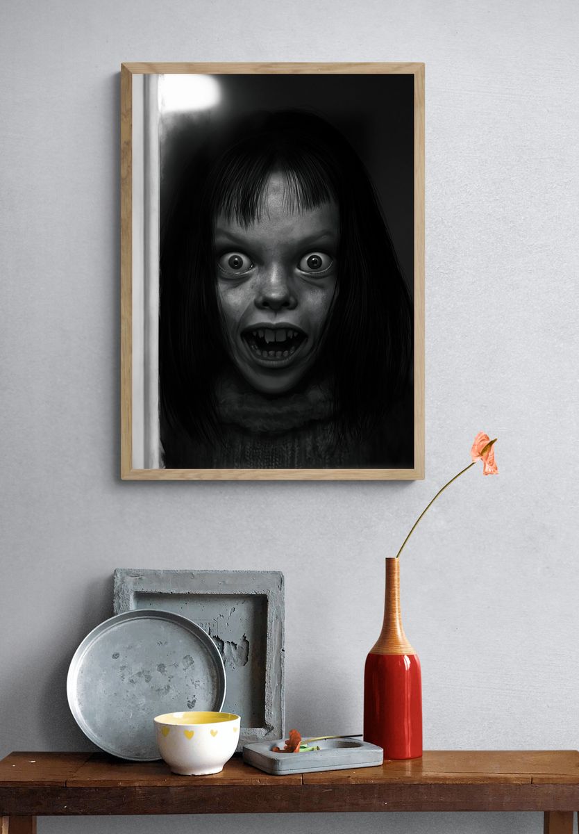 Creepy Girl Portrait Photography Poster. — room view 3