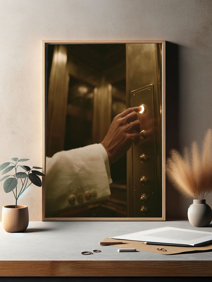 Elevator Button Hand Photography Poster. — room view 2