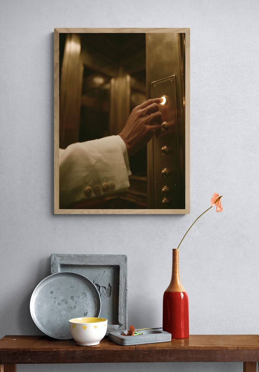 Elevator Button Hand Photography Poster. — room view 3