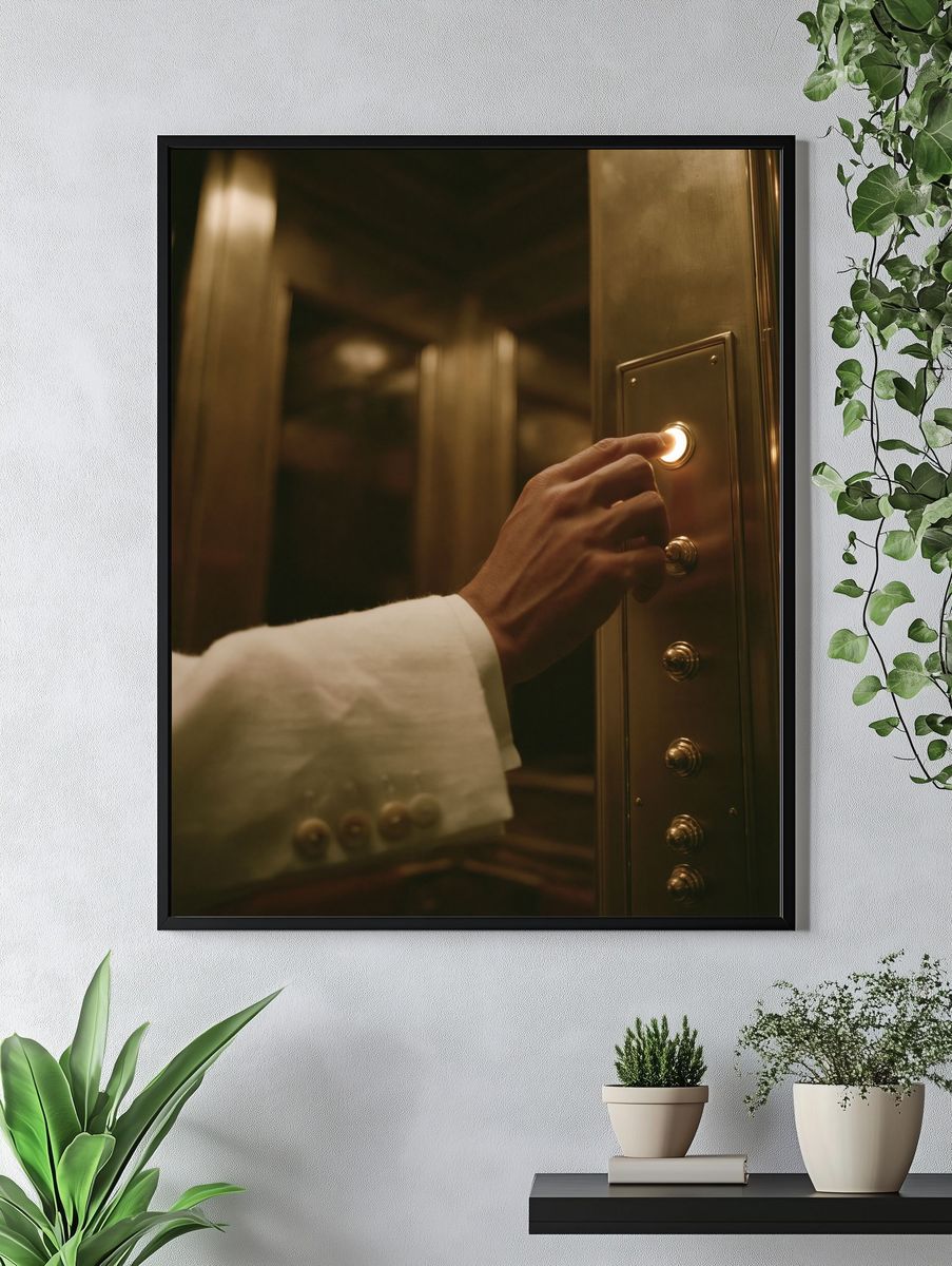 Elevator Button Hand Photography Poster. — room view 4