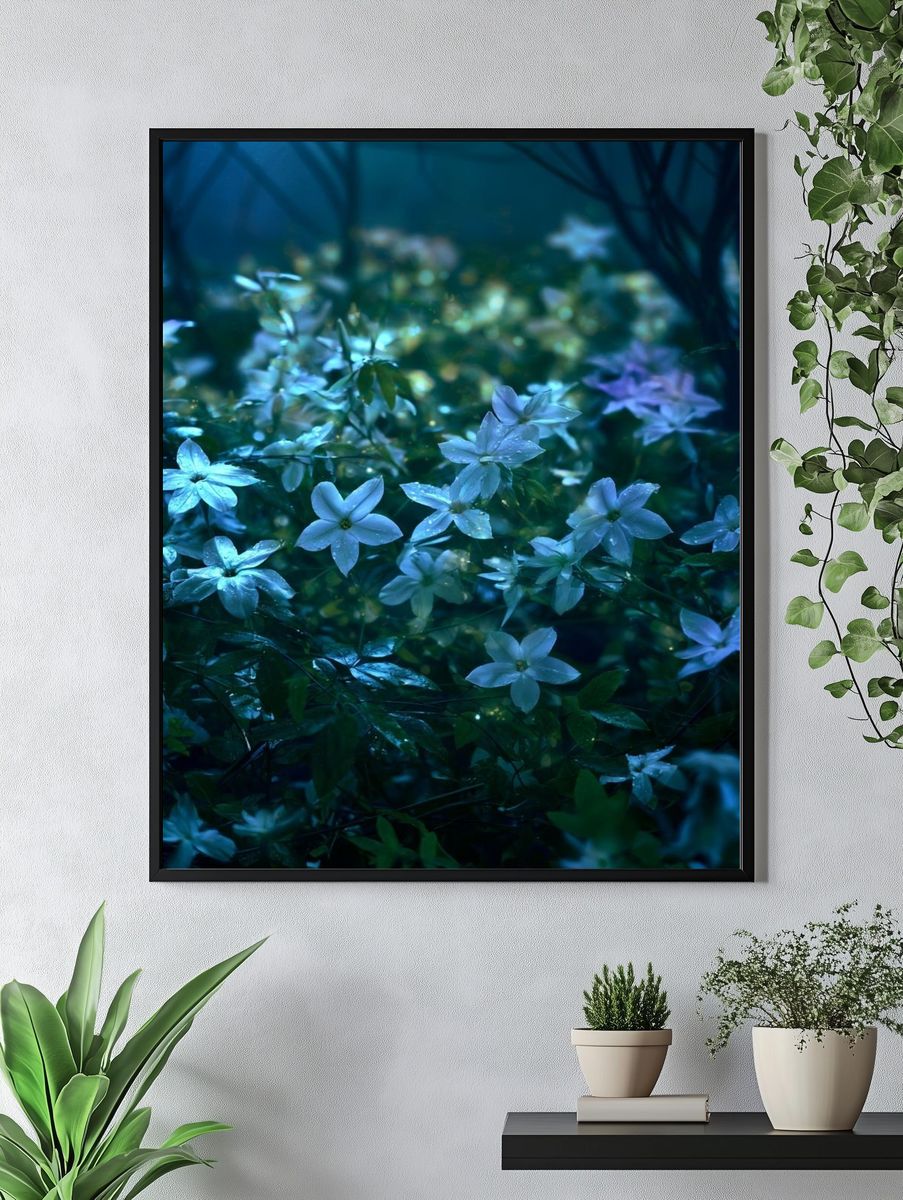 Moonlit Wildflowers Photography Poster. — room view 4