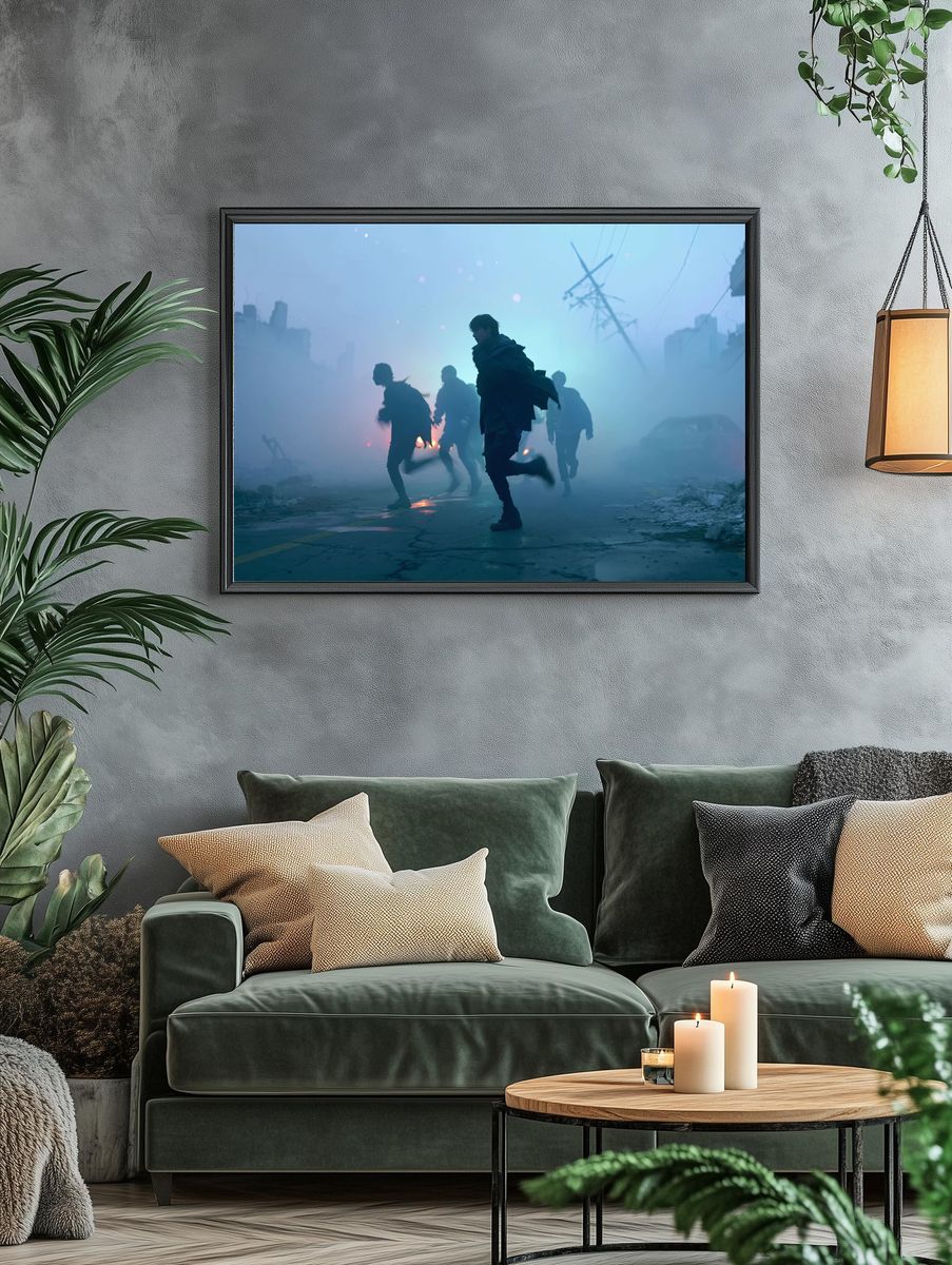 Foggy Urban Chase Photography Poster. — room view 4
