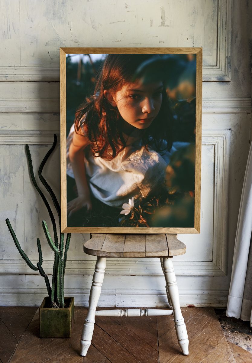 Girl in Wildflowers Photography Poster. room preview
