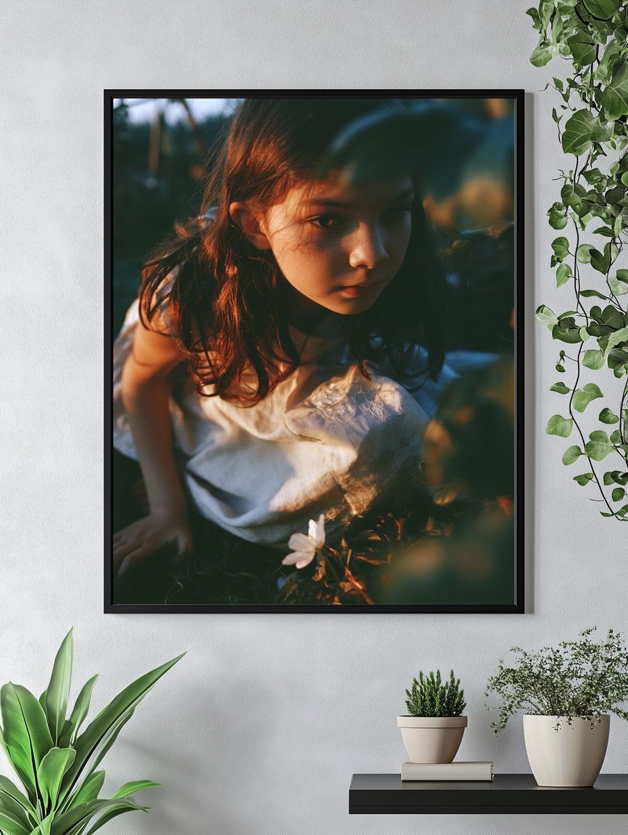 Girl in Wildflowers Photography Poster. — room view 4