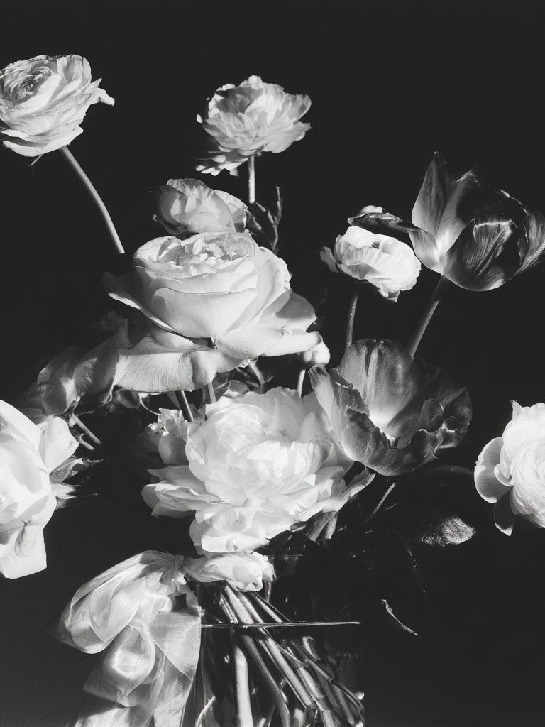 Black and White Floral Photography Poster. poster detail