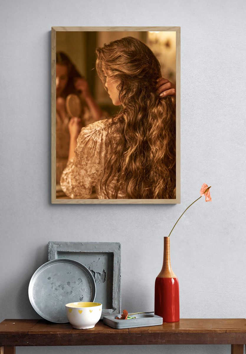 Vintage Woman in Mirror Photography Poster. — room view 3