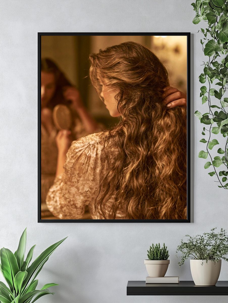 Vintage Woman in Mirror Photography Poster. — room view 4