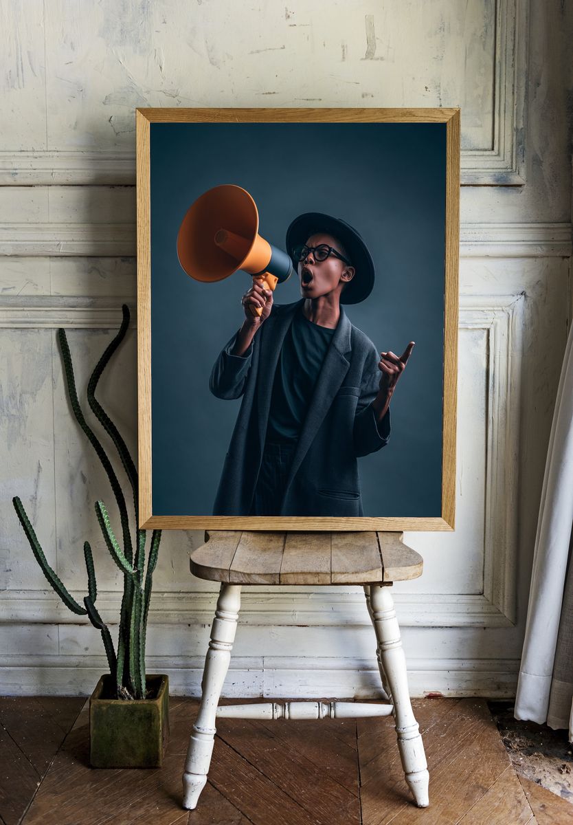 Megaphone Protest Portrait Poster. room preview