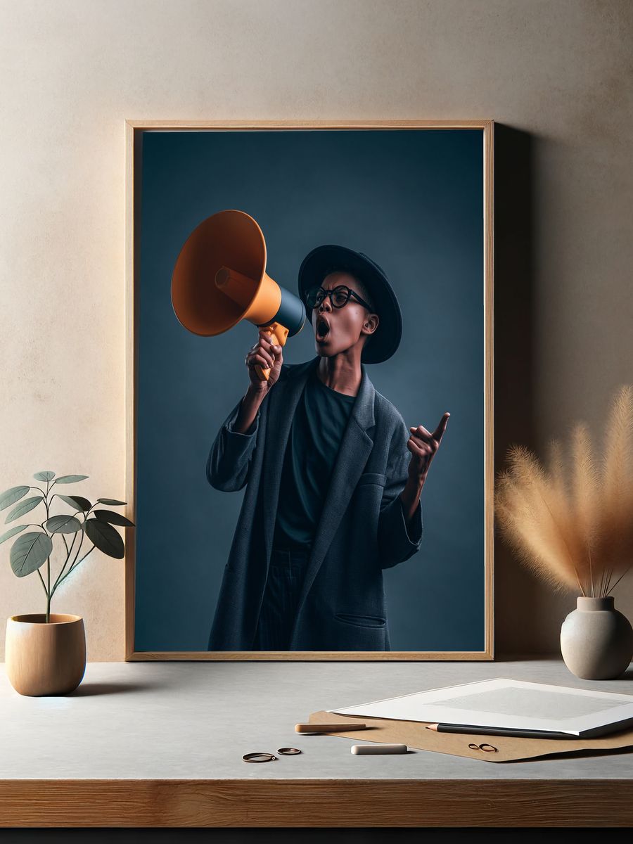 Megaphone Protest Portrait Poster. — room view 2